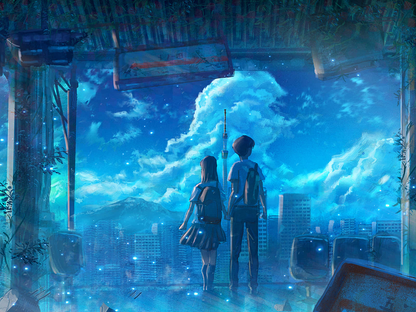 An Adorable Anime Couple Embracing In Love Wallpaper
