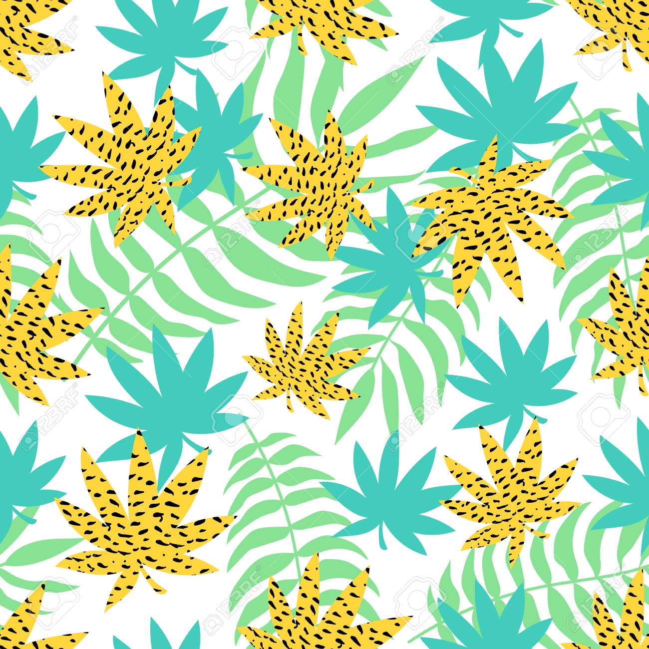 Seamless Summer Pattern Vector Background With Different Elements