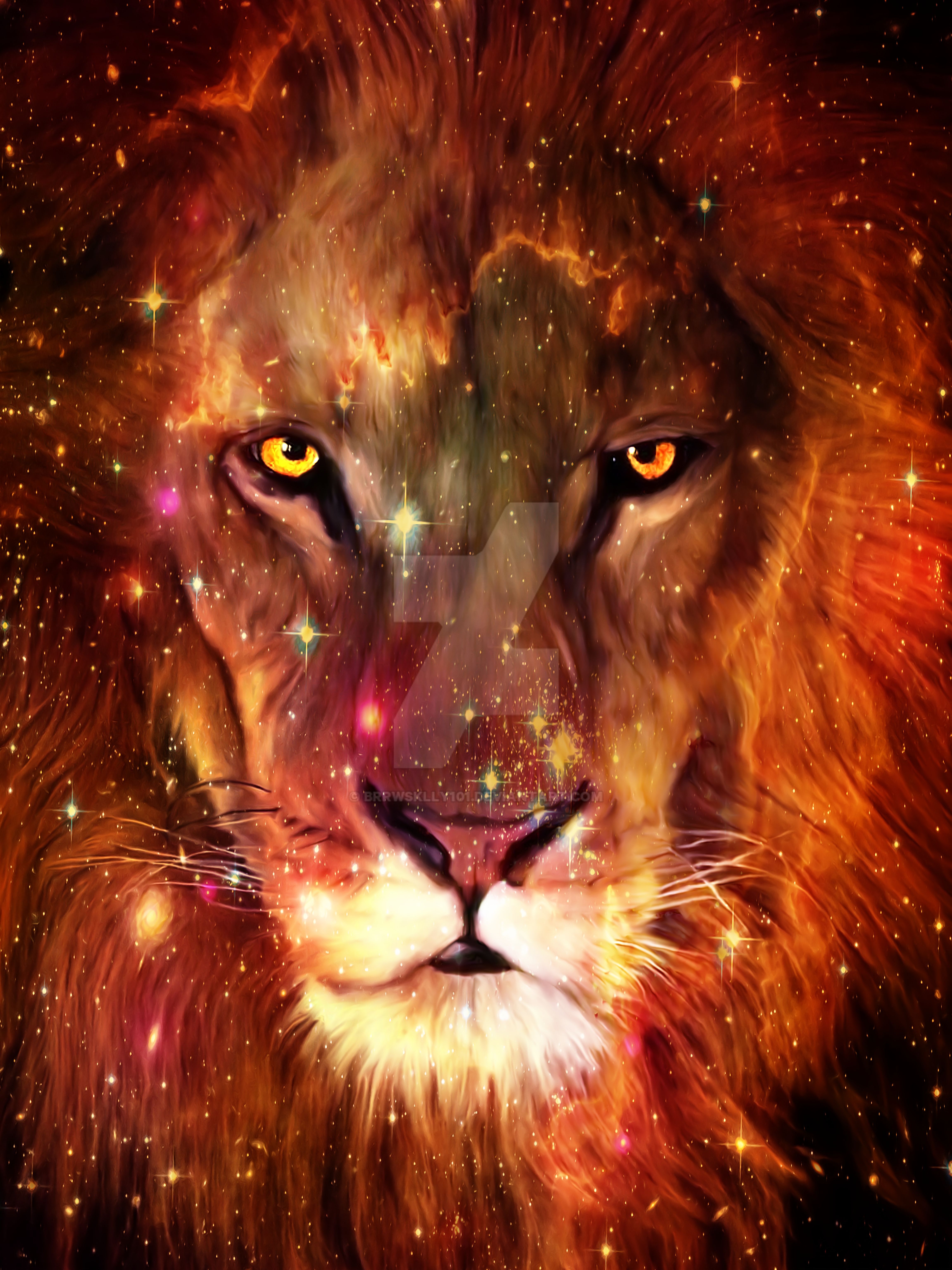 Lion Portrait Galaxy By brrwsklly101 Wallpaper