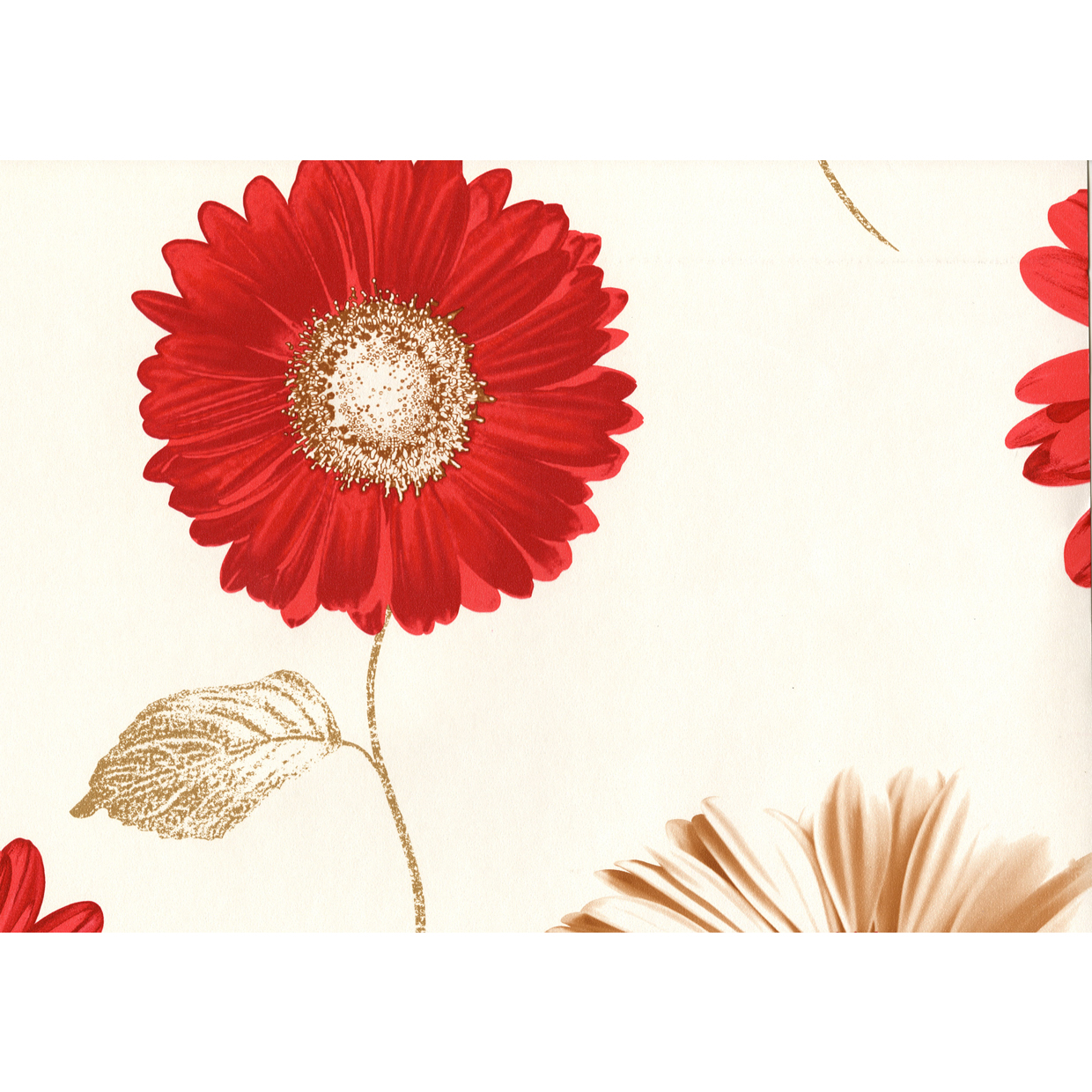 Red And Cream Wallpaper 8m Roll Next Day Delivery Muriva Daisy