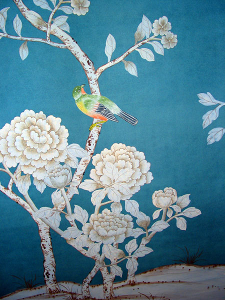 Prairie Perch Griffin Wong Handpainted Silk Wallpaper   Oh My 450x600