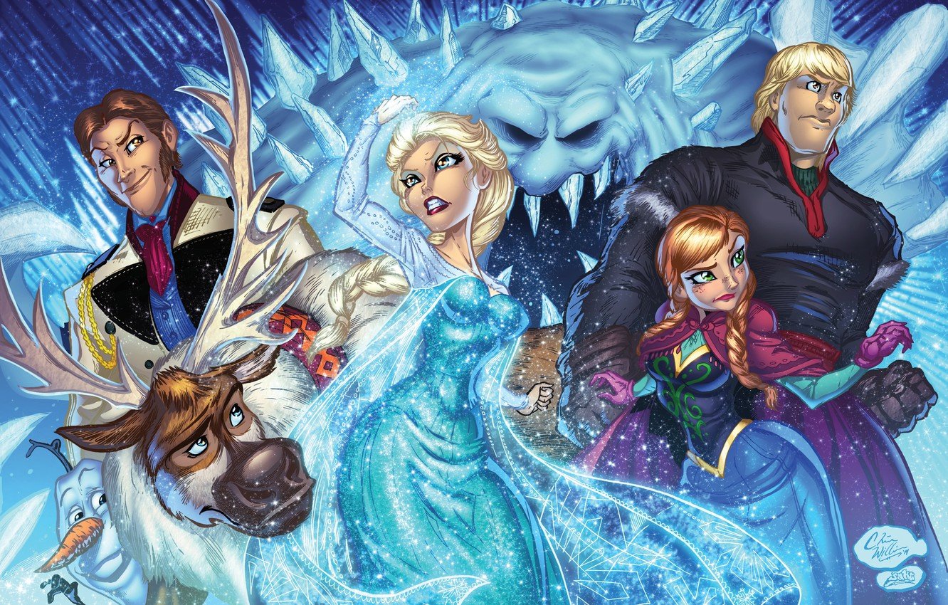 Free download Wallpaper Frozen Anna art Elsa Olaf Sven Kristoff Hans ...