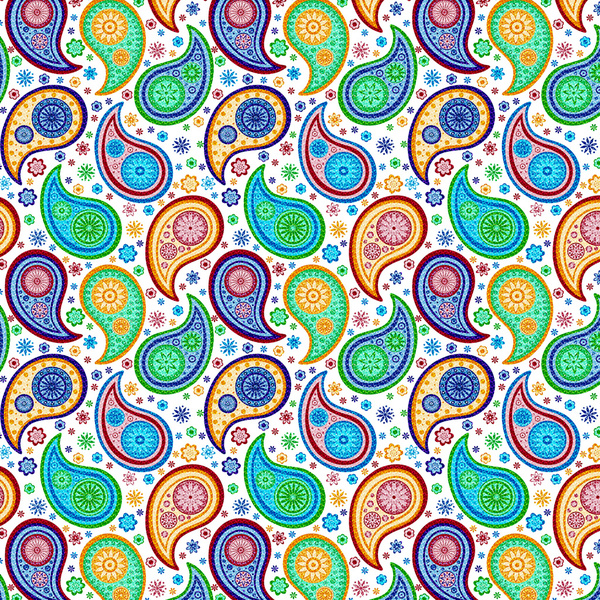 Colorful Vintage Paisley Soft Blue Background S Print By