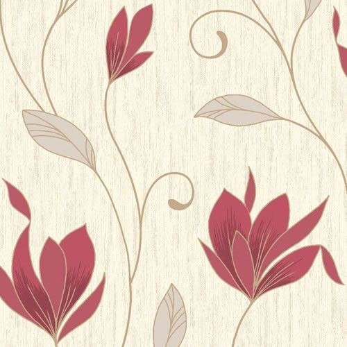 Red Silver Glitter M0781 Synergy Floral Vymura Wallpaper