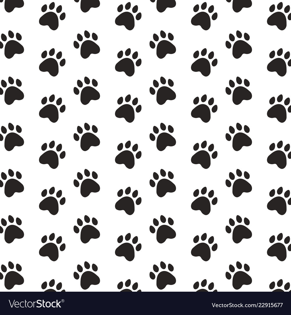 Black Paws Pet Background Pattern Royalty Vector Image
