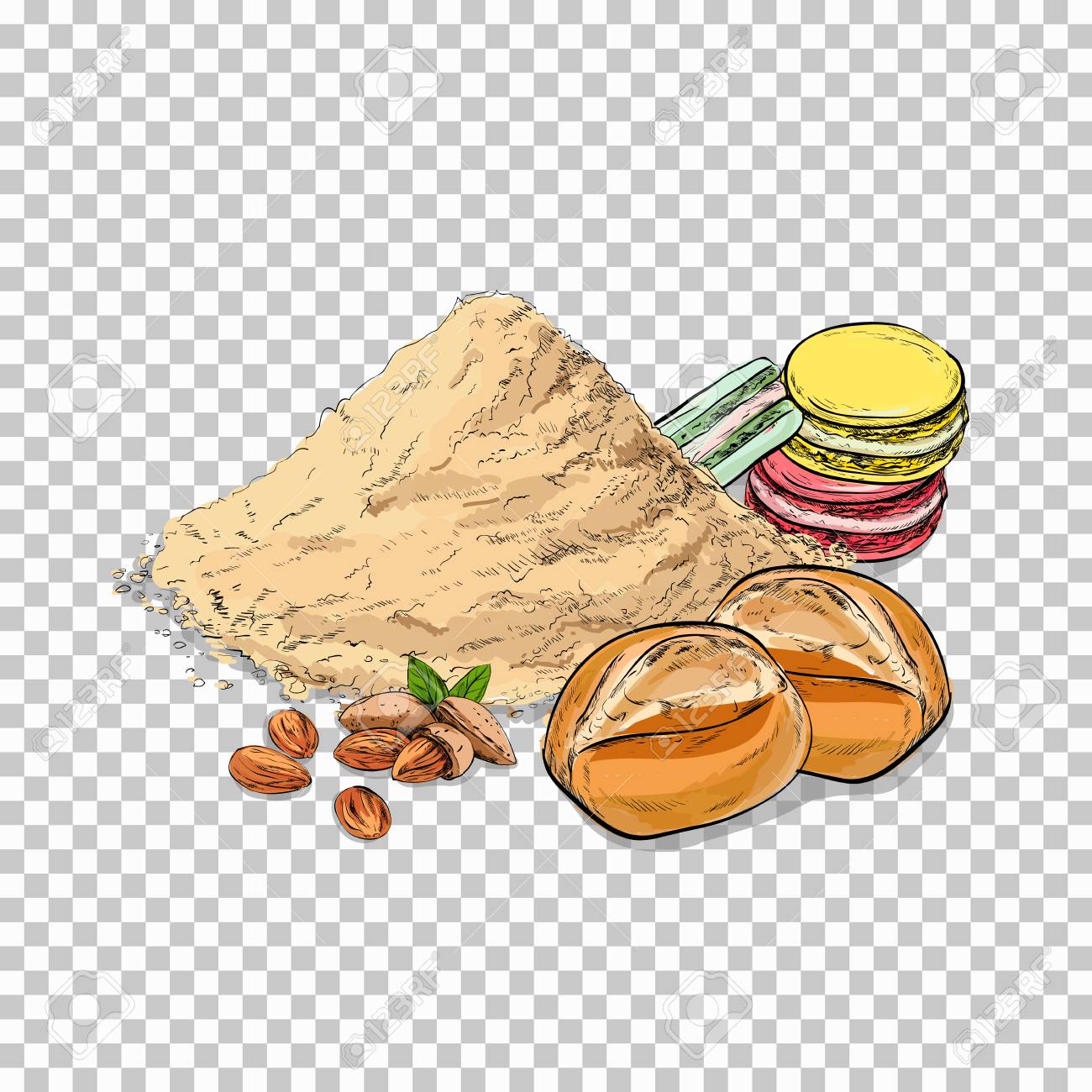 Flour And Baking Piece Of Cake Cookie On Transparent Background
