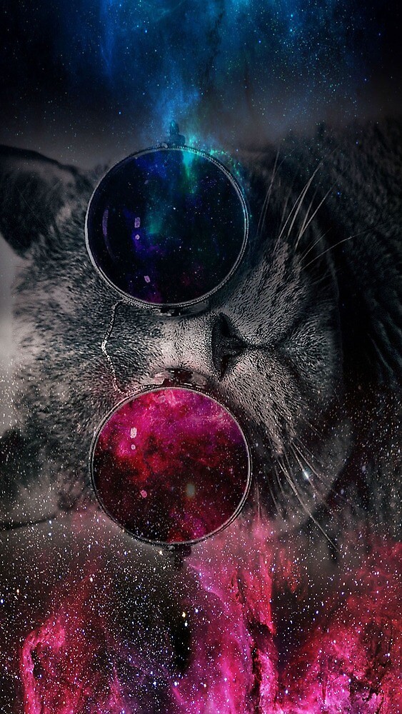 Galaxy Cat Cool W Glasses By Sa5m