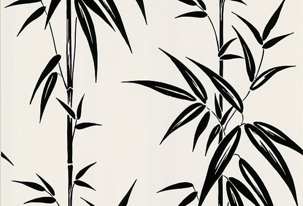 Black Bamboo Stalks On Off White Wallpaper Contemporary