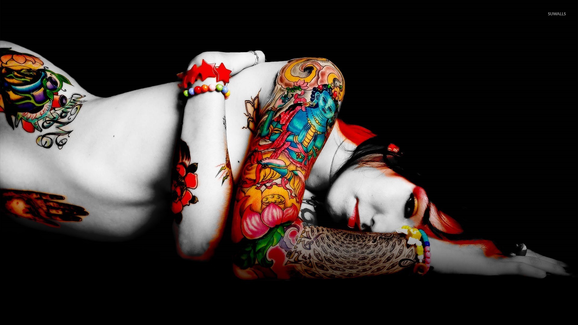 Tattooed Girl At The Fence Wallpaper