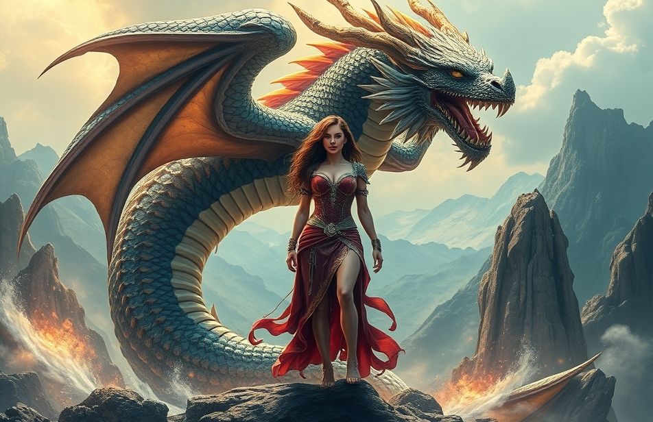 Woman And Dragon Wallpaper