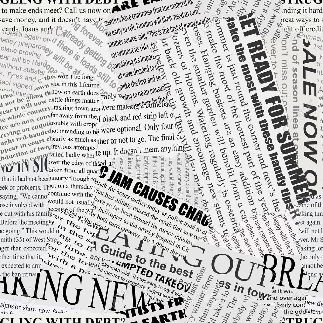 Black And White Repeating Torn Newspaper Background Royalty