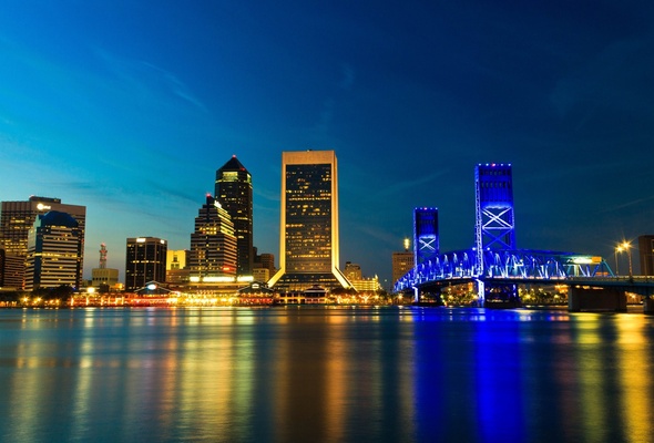 Wallpaper Usa Jacksonville Florida Bridge City Night Desktop