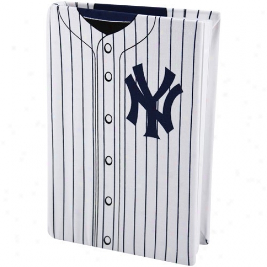New York Yankeees White Pinstripe Jersey Stretchable Book Cover