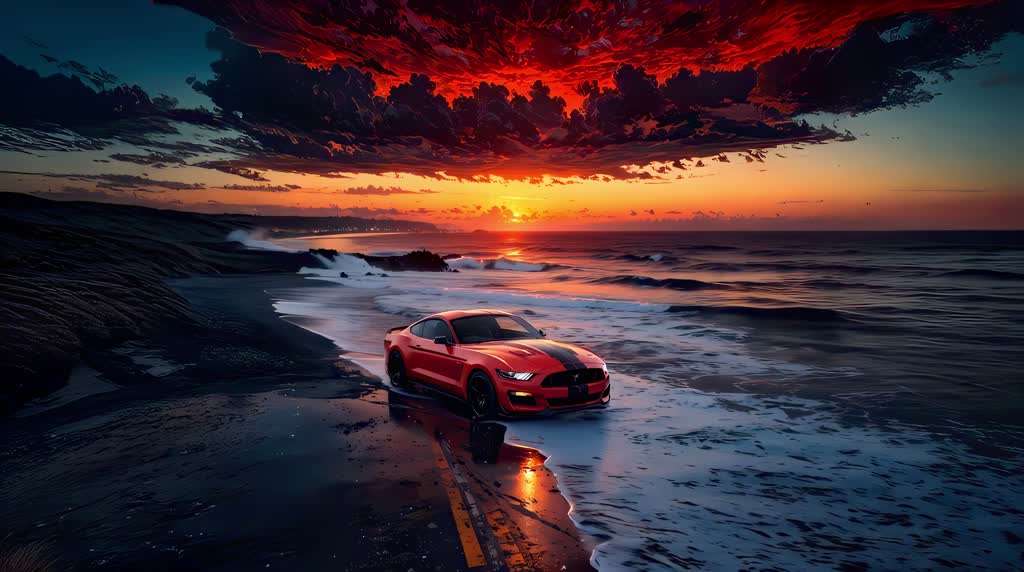 V1dsomap0t Mustangonthebeachlivewallpaper Wallpaper