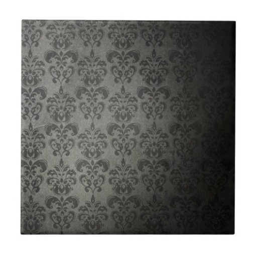 Vintage Black And Grey Damask Wallpaper Tile