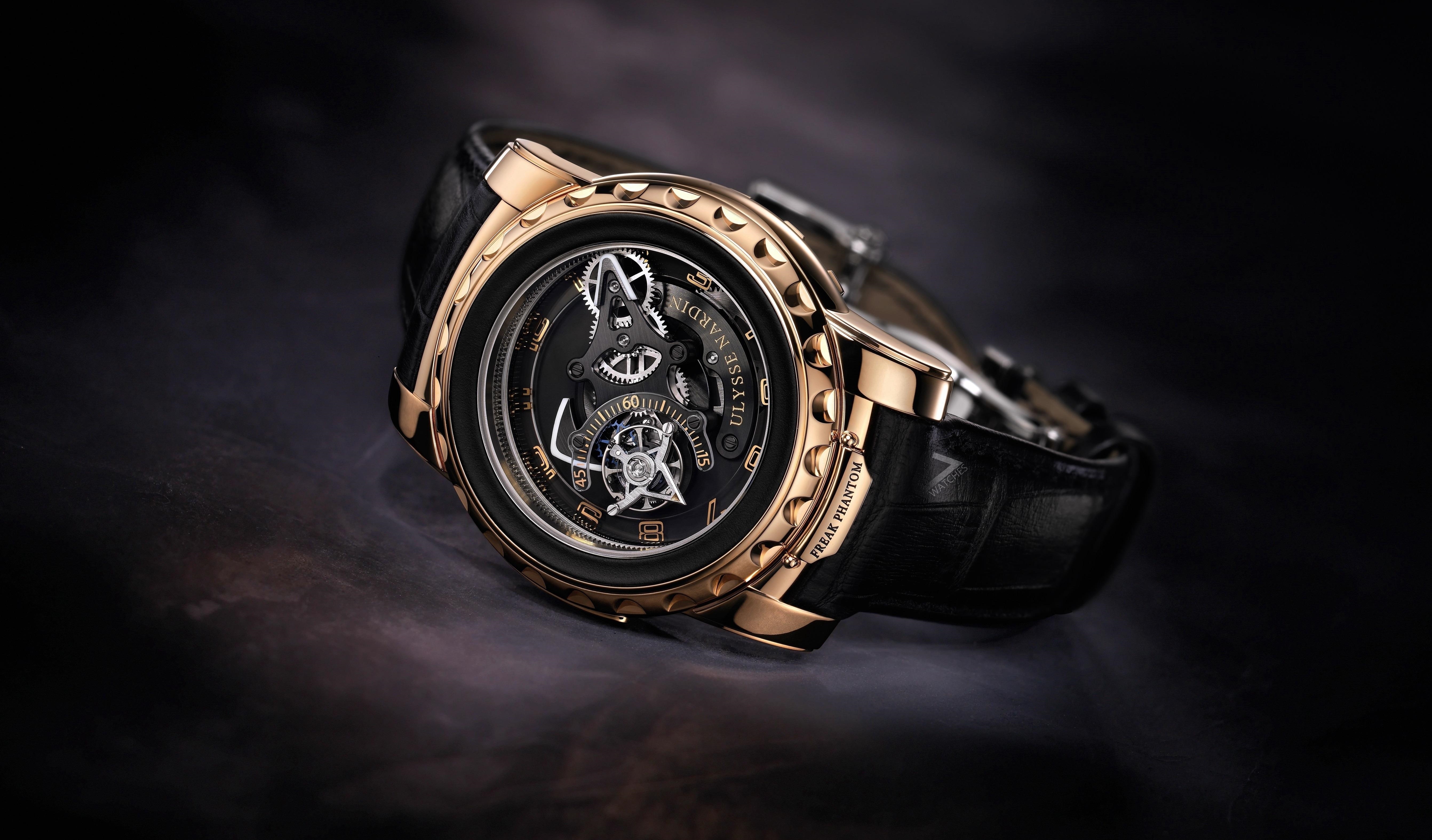 Freak Phantom Gold Watches Texture Black Background HD Wallpaper