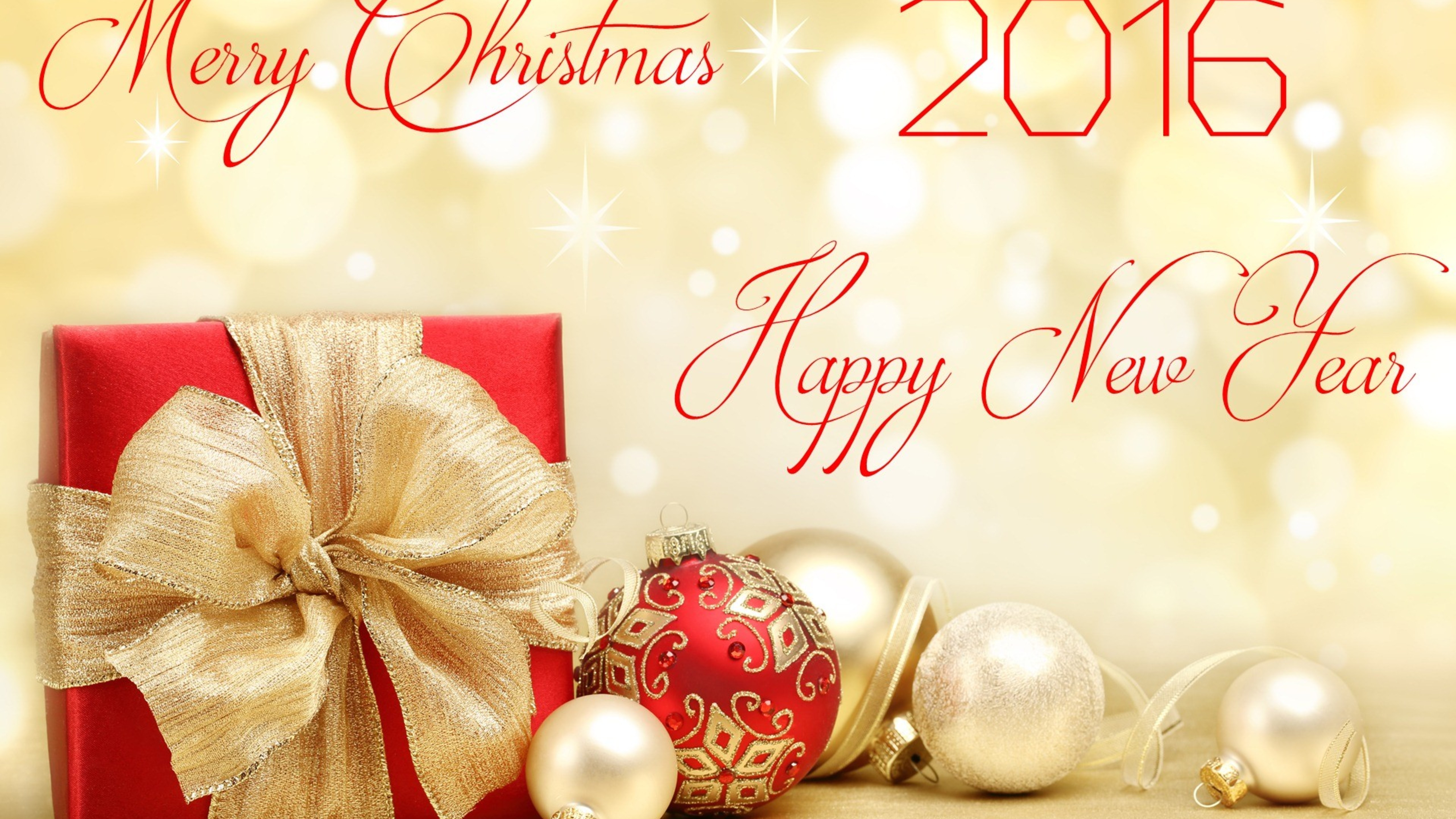 Christmas And A Happy New Year Golden Wallpaper