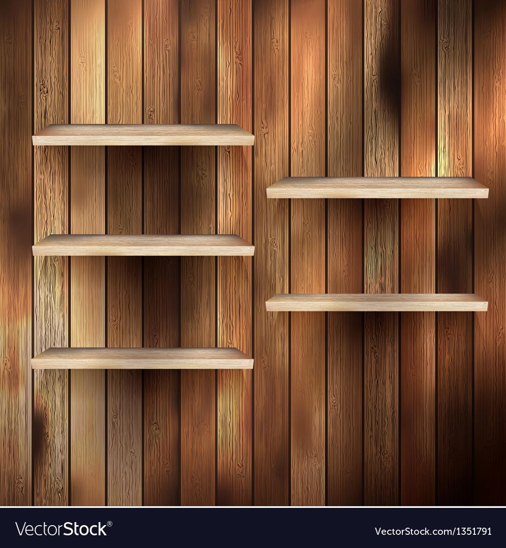 Free download Empty shelf for exhibit on wood background eps Vector