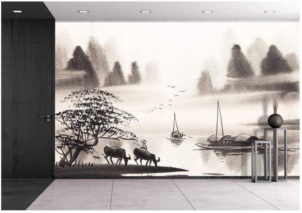 Wall26 Chinese Landscape Watercolor Painting Removable Wall
