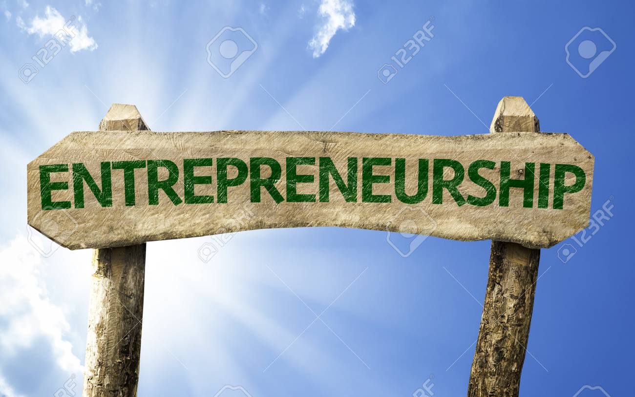 Entrepreneurship Sign With Sunny Background Stock Photo Picture