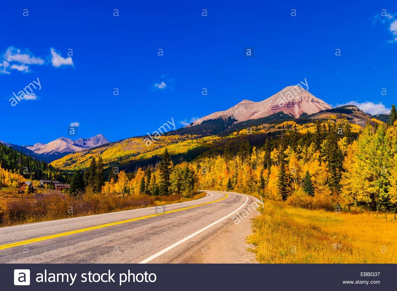 Fall Color Colorado Highway Engineer Mountain In Background