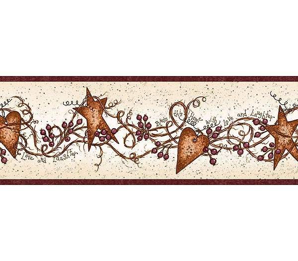Tin Hearts And Stars Wallpaper Border Rustic Country Primitive