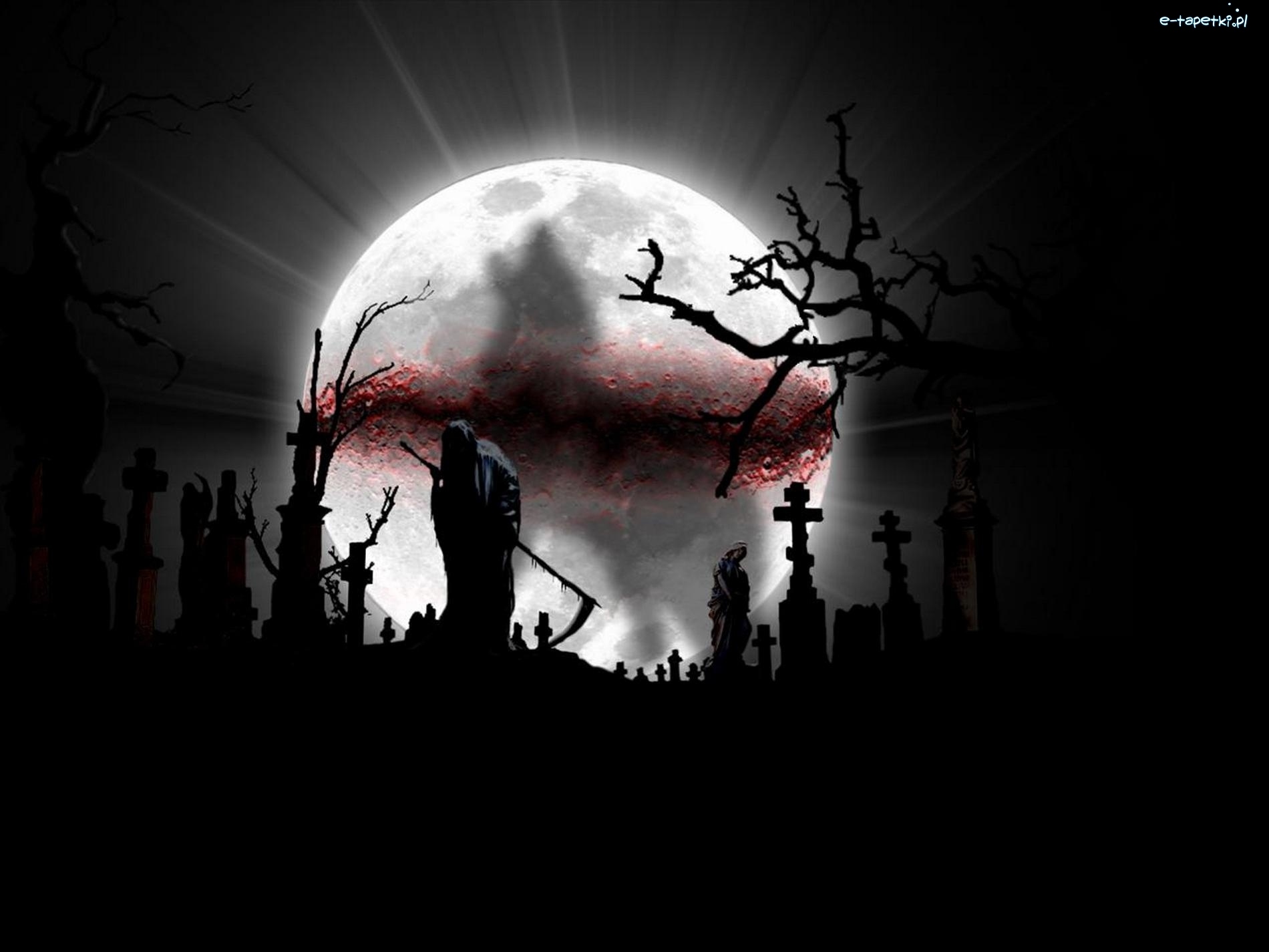 Skeletons Skull Creepy Cemetery Moon Cross Gothic Wallpaper Background