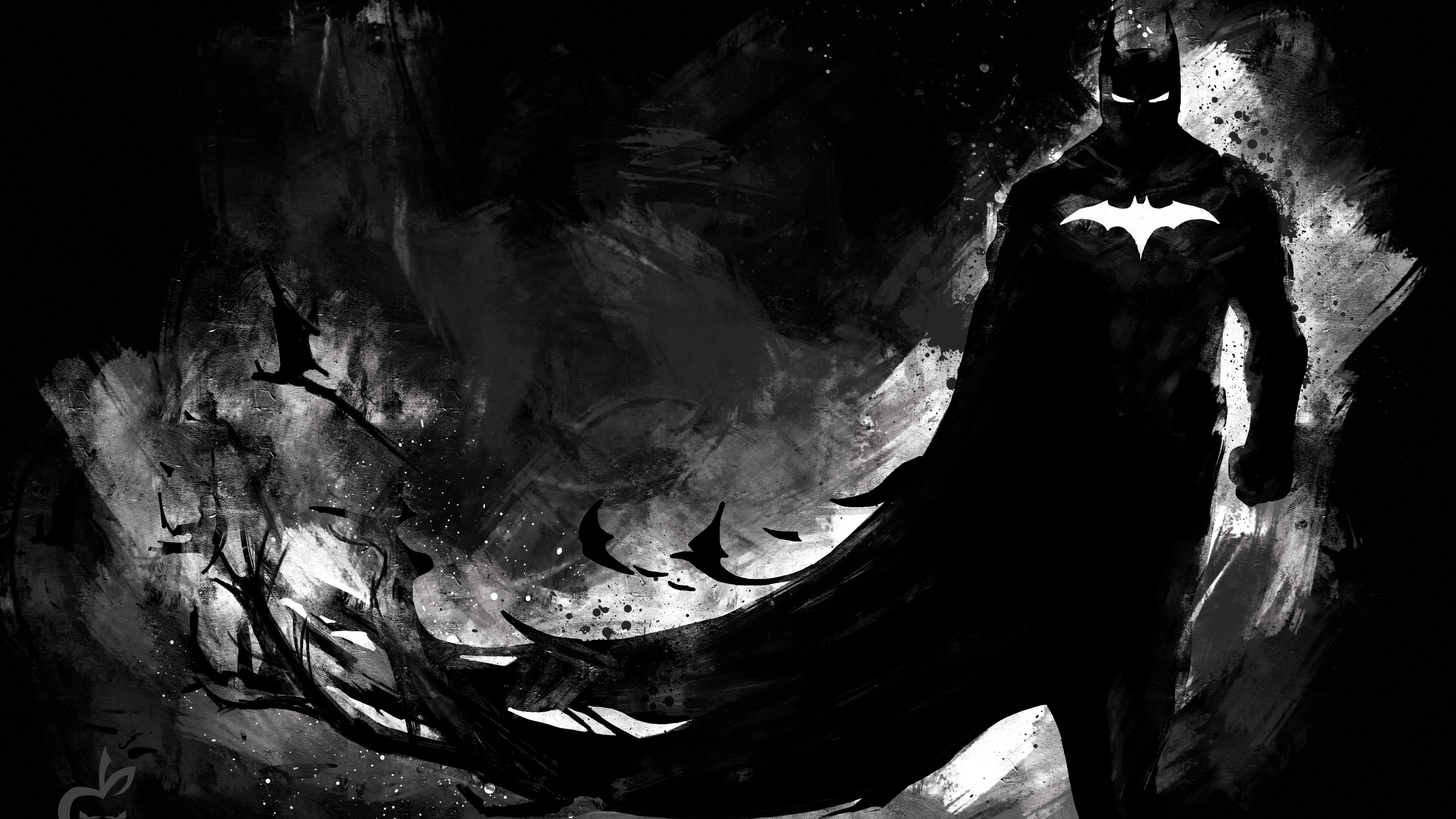 Dark Knight Monochrome 4k Wallpaper