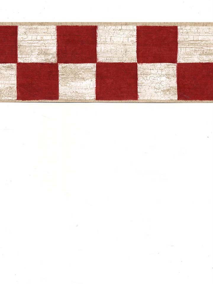 Details about Wallpaper Border Red White Country Check W Crackle