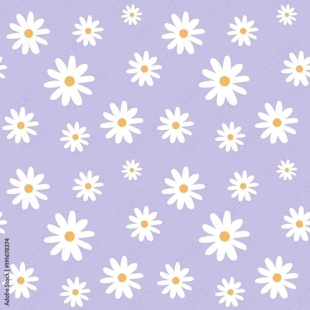 🔥 Free Download Chamomile On A Light Purple Pastel Background Pattern Seamless [1000x1000] For