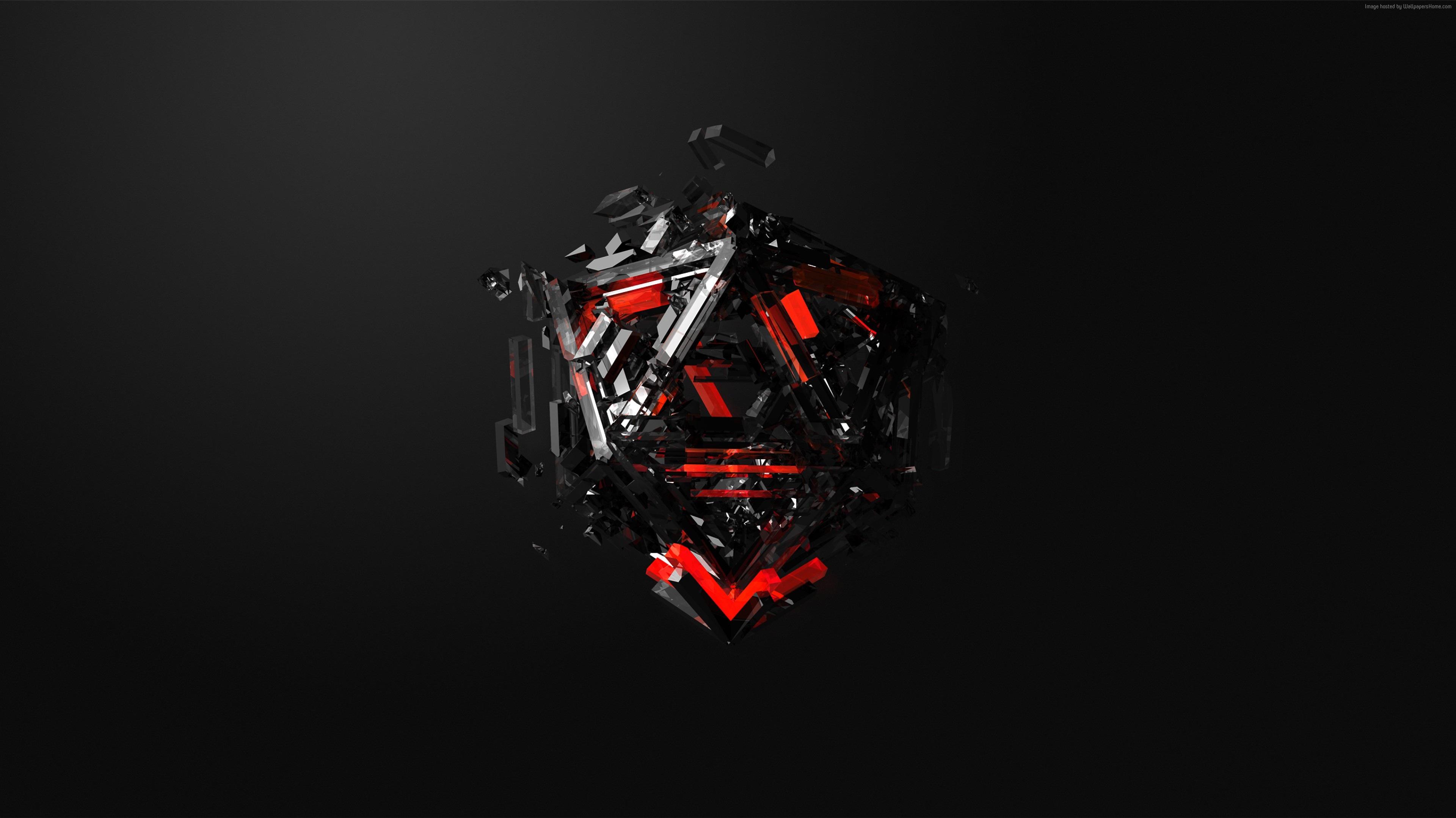 Wallpaper 4k Triangles 3d Red Black HD Abstract