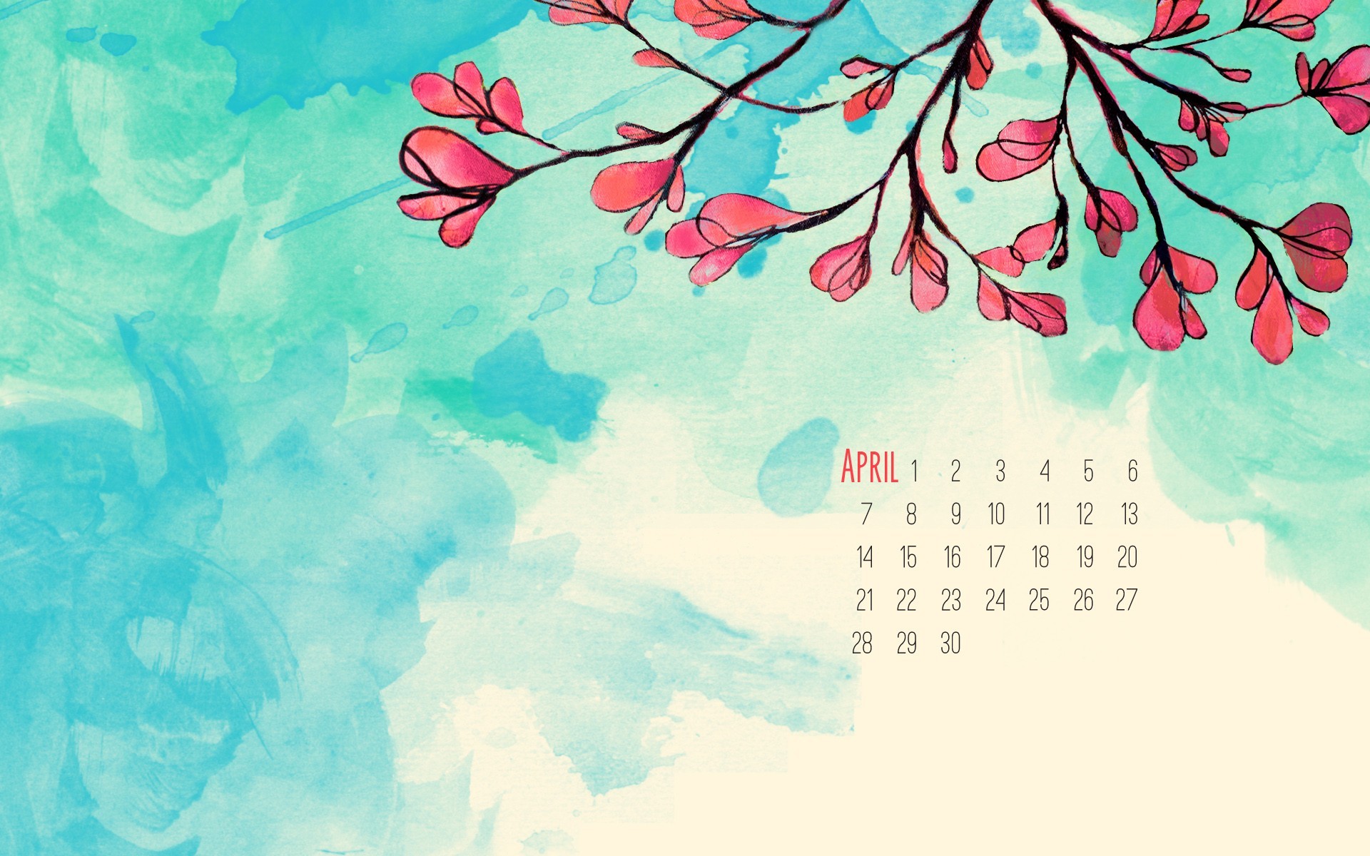 April Desktop Wallpaper Calendar
