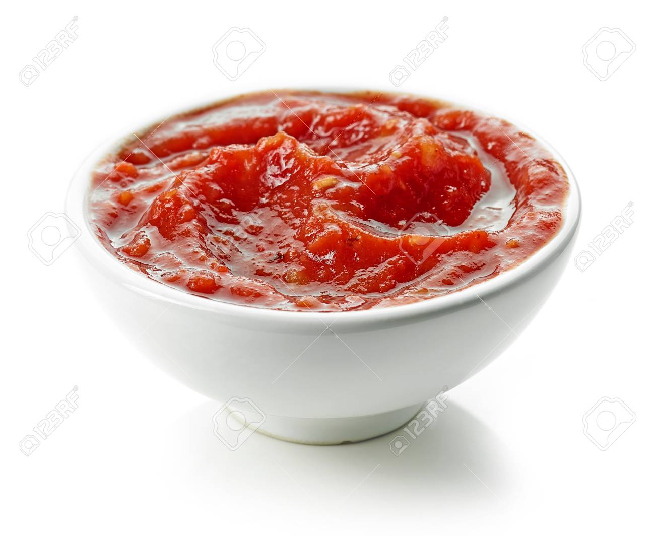 Bowl Of Mexican Salsa Sauce Isolated On White Background Stock