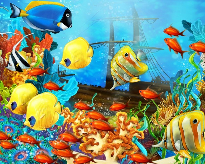 Fish World Painting UHD Wallpaper Piix