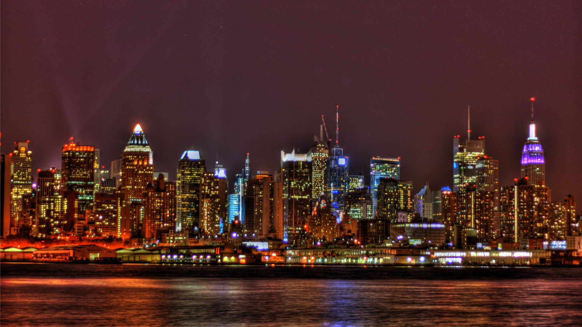 High Resolution New York Skyline At Night Wallpaper HD City Full
