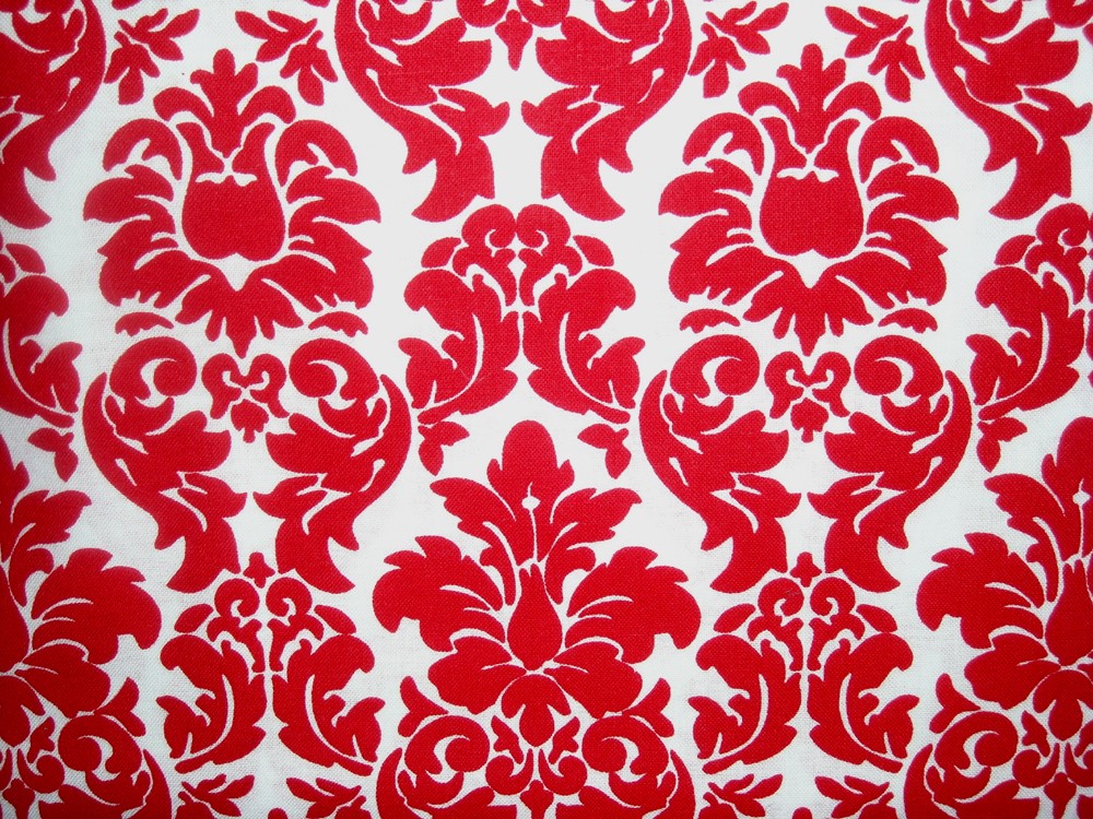 Beautiful Red White Damask Cotton Fabric By The Ladyluckfabric