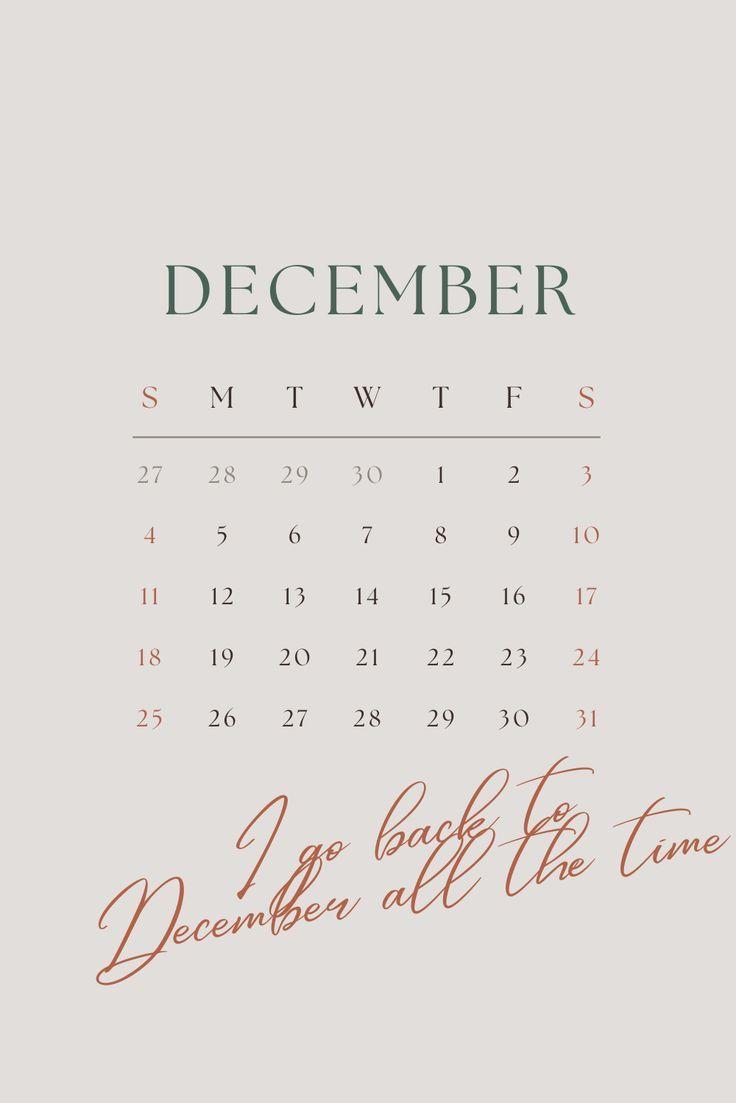 December Calendar Wallpaper iPhone