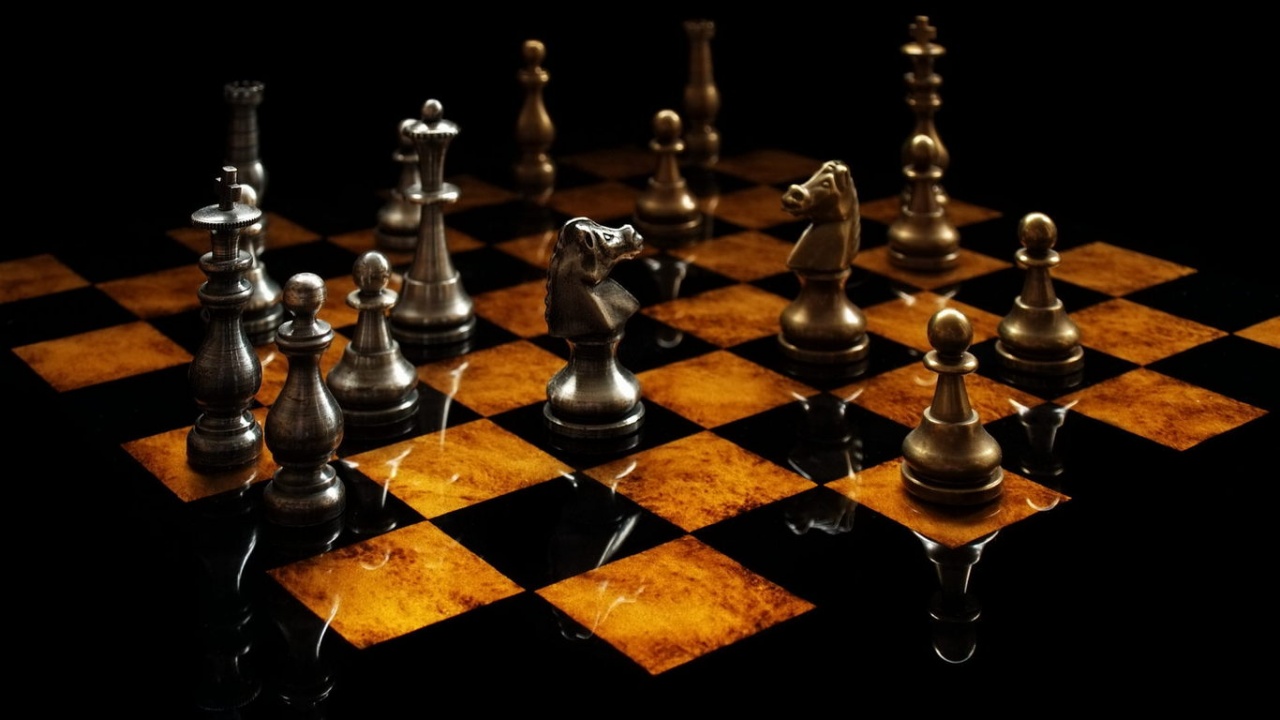 Metal Chess Board With Classic Black Look Wallpaper
