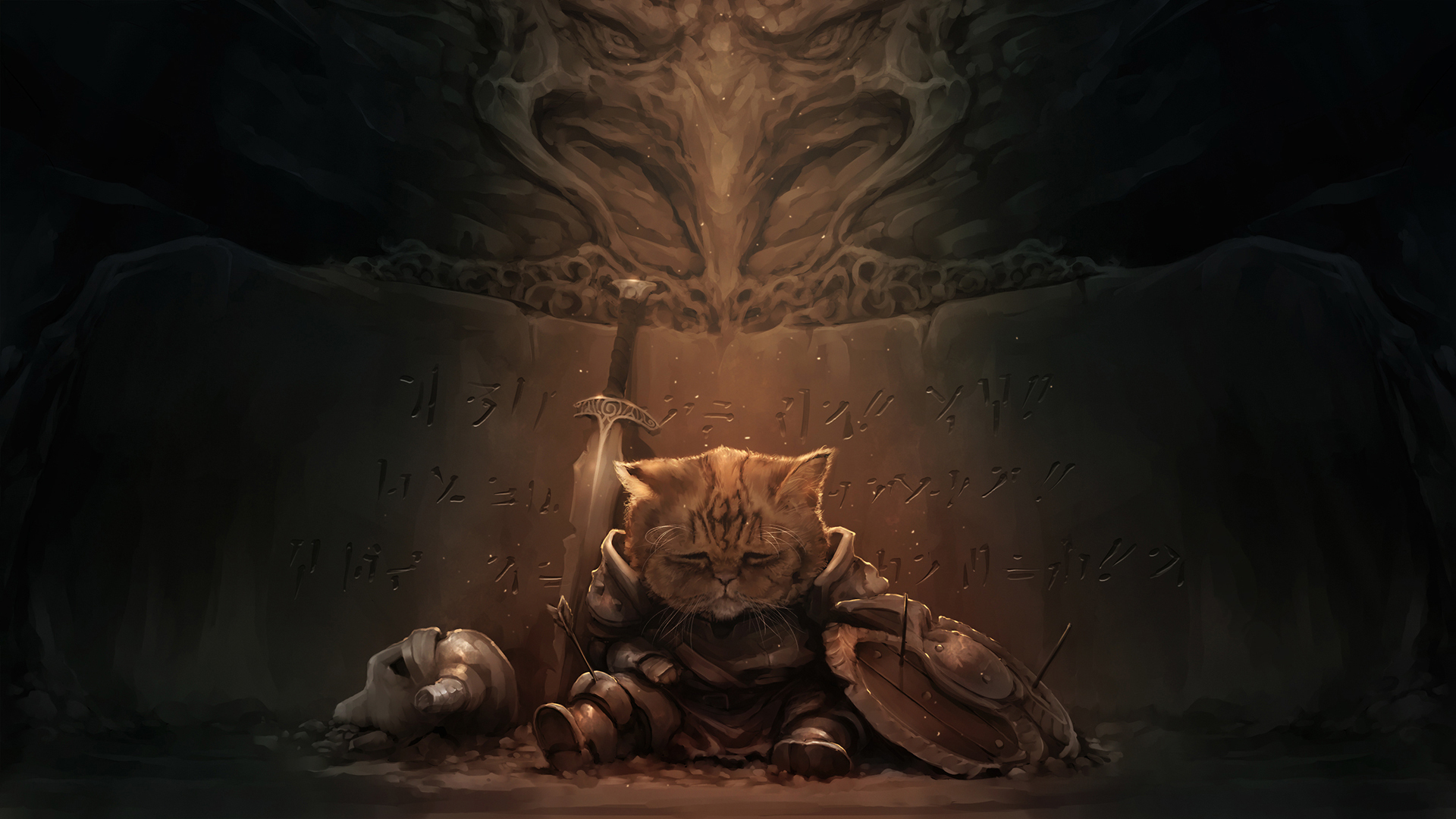 Skyrim Art Cat Sword HD Background Wallpaper 3d