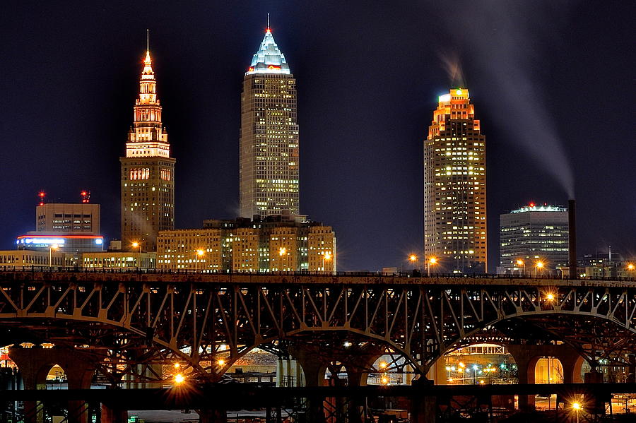 Nighttime Cleveland Skyline Not HDr Pictures