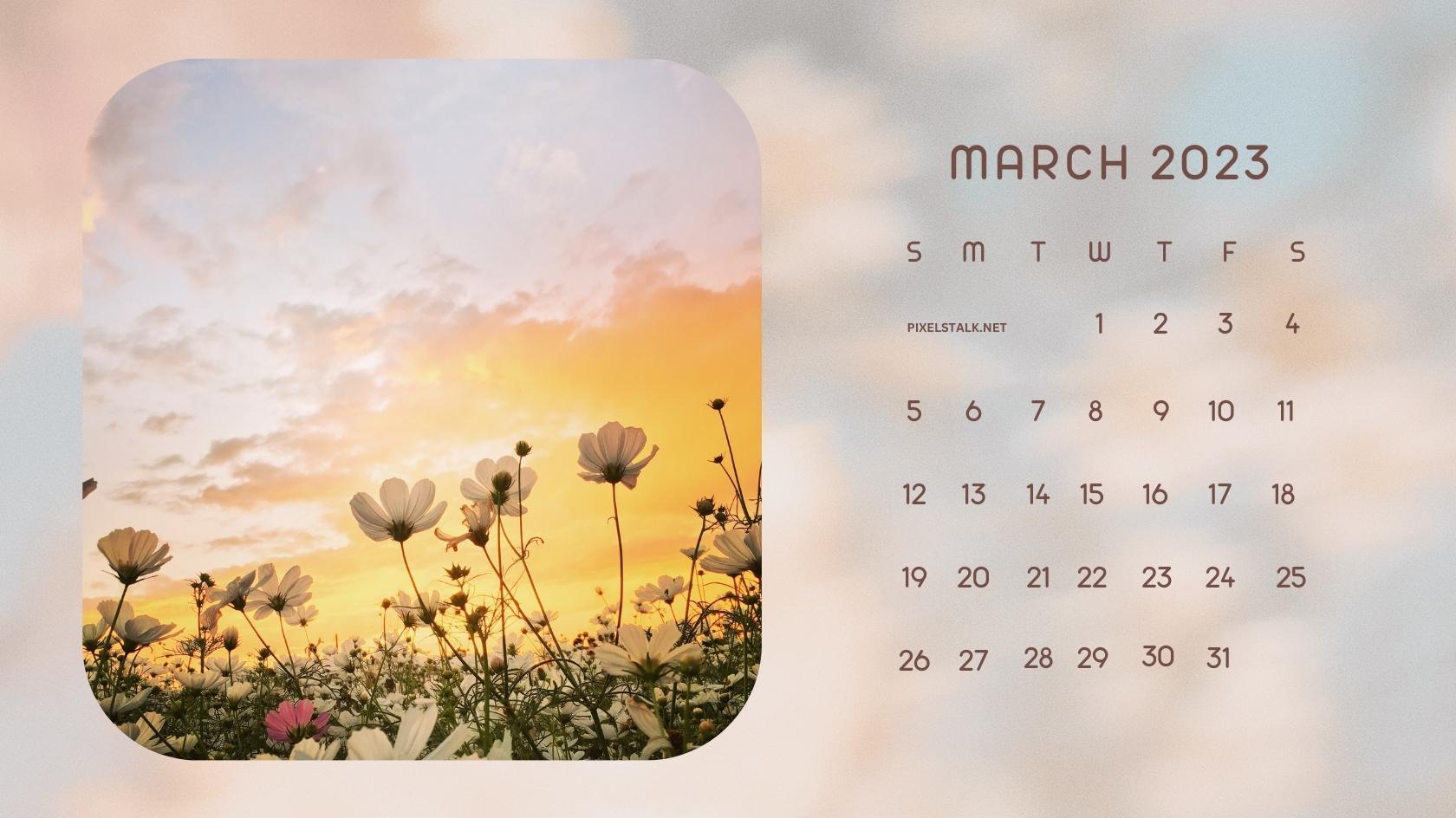 March 2023 Calendar Background for Desktop