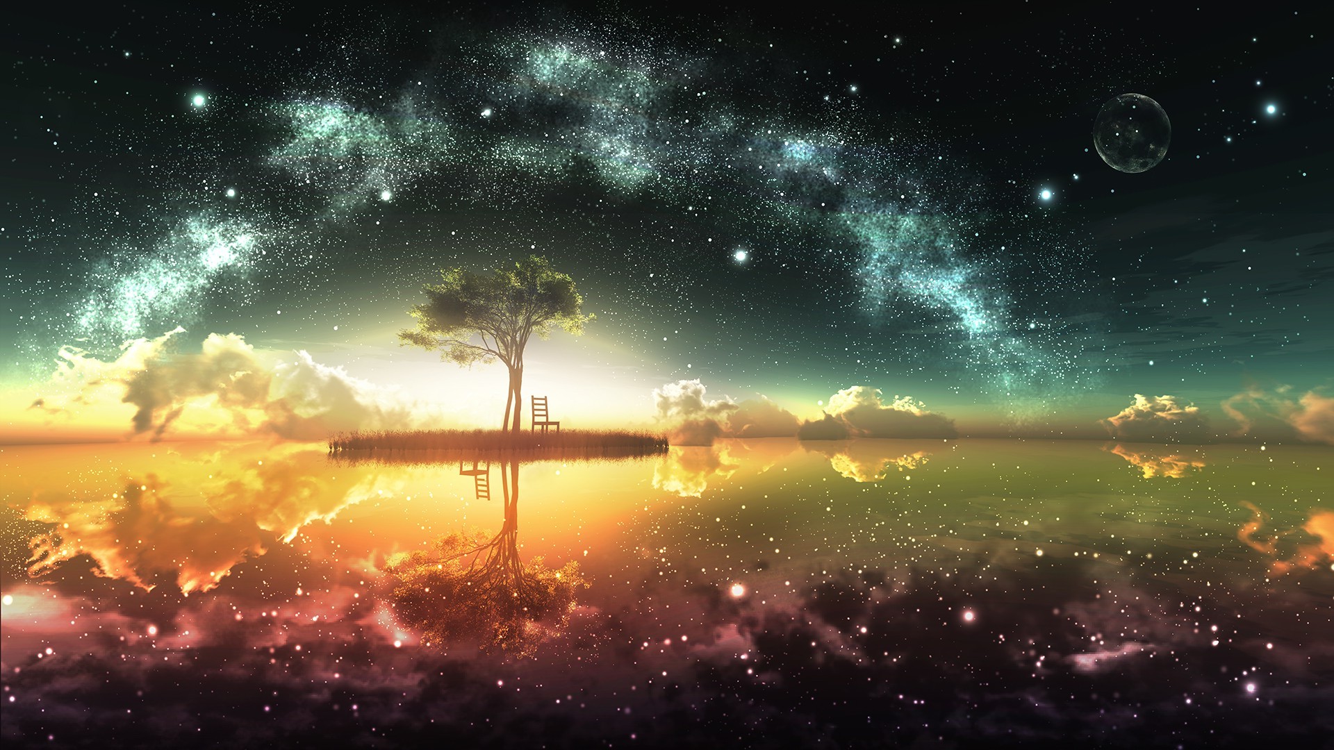 Fantasy World Space Sunset Wallpaper HD Desktop And