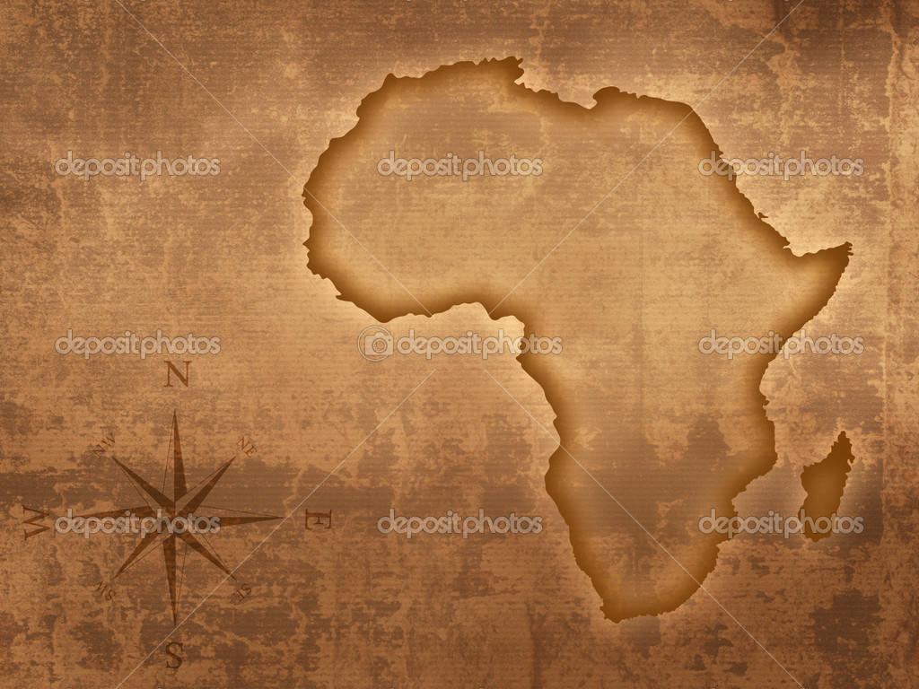 Africa Map Designed On Old