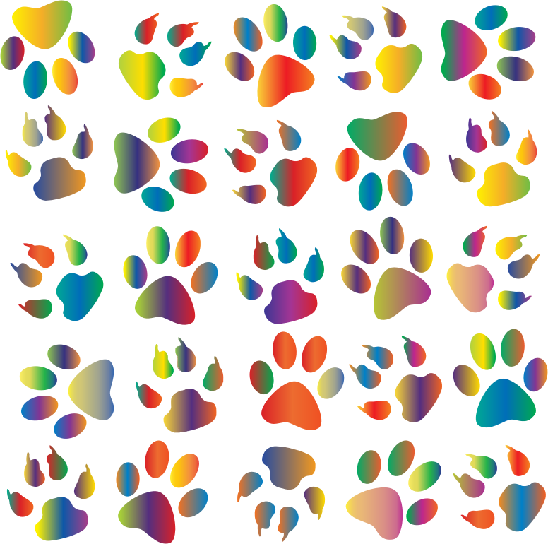 Clipart Colorful Paw Prints Pattern Background Reinvigorated No