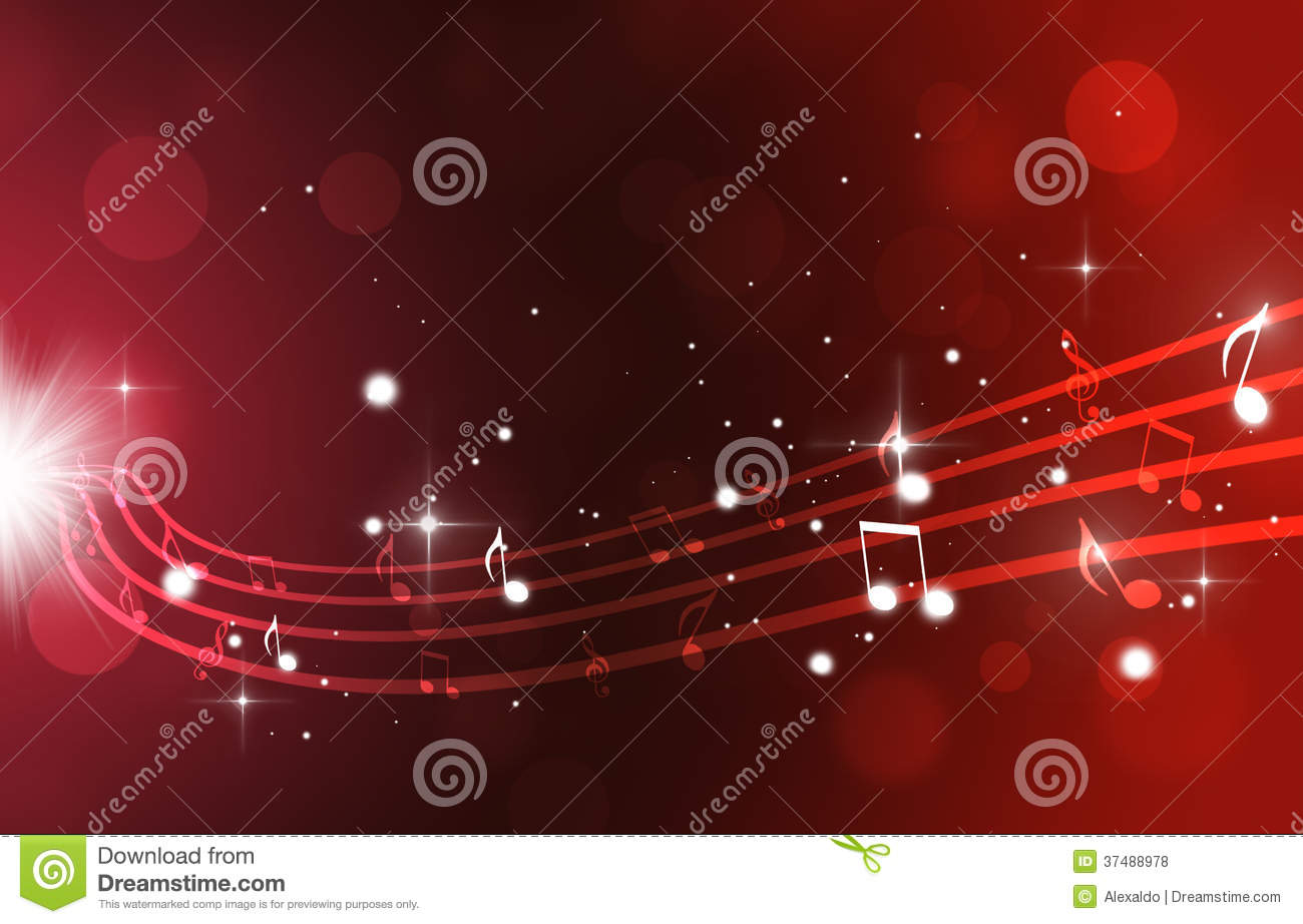 Red Music Notes Background