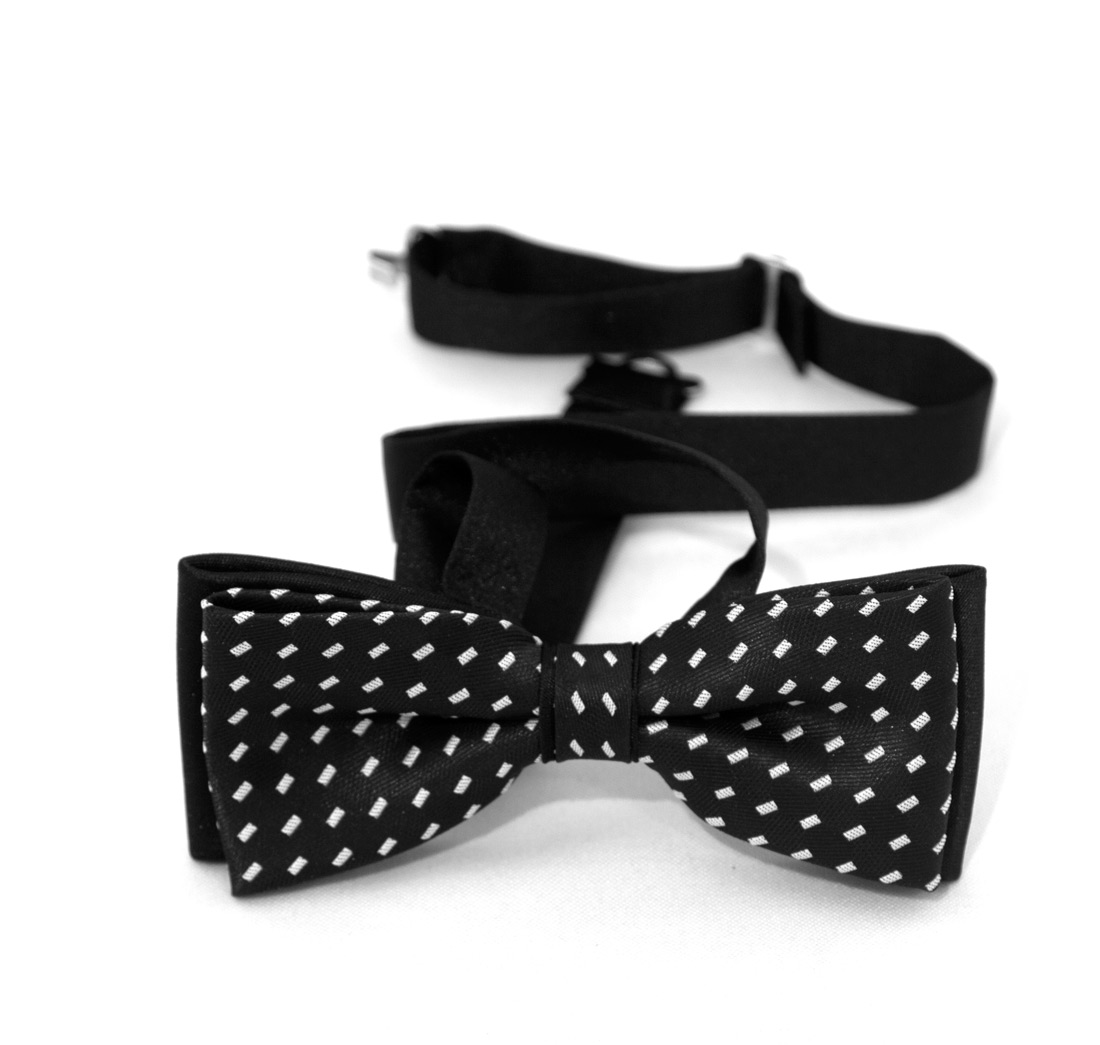 White pattern black satin bow tie formal wear bow ties Black