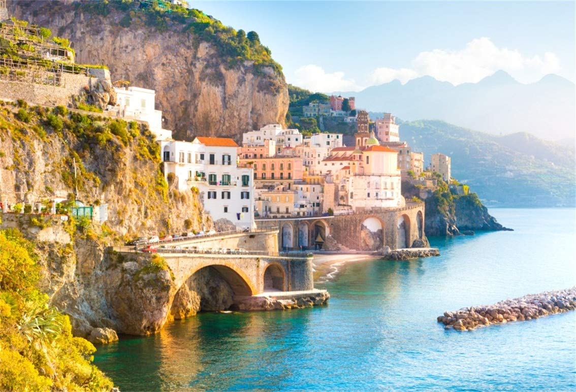 Amazon Csfoto Background Amalfi Cityscape On Coast Line