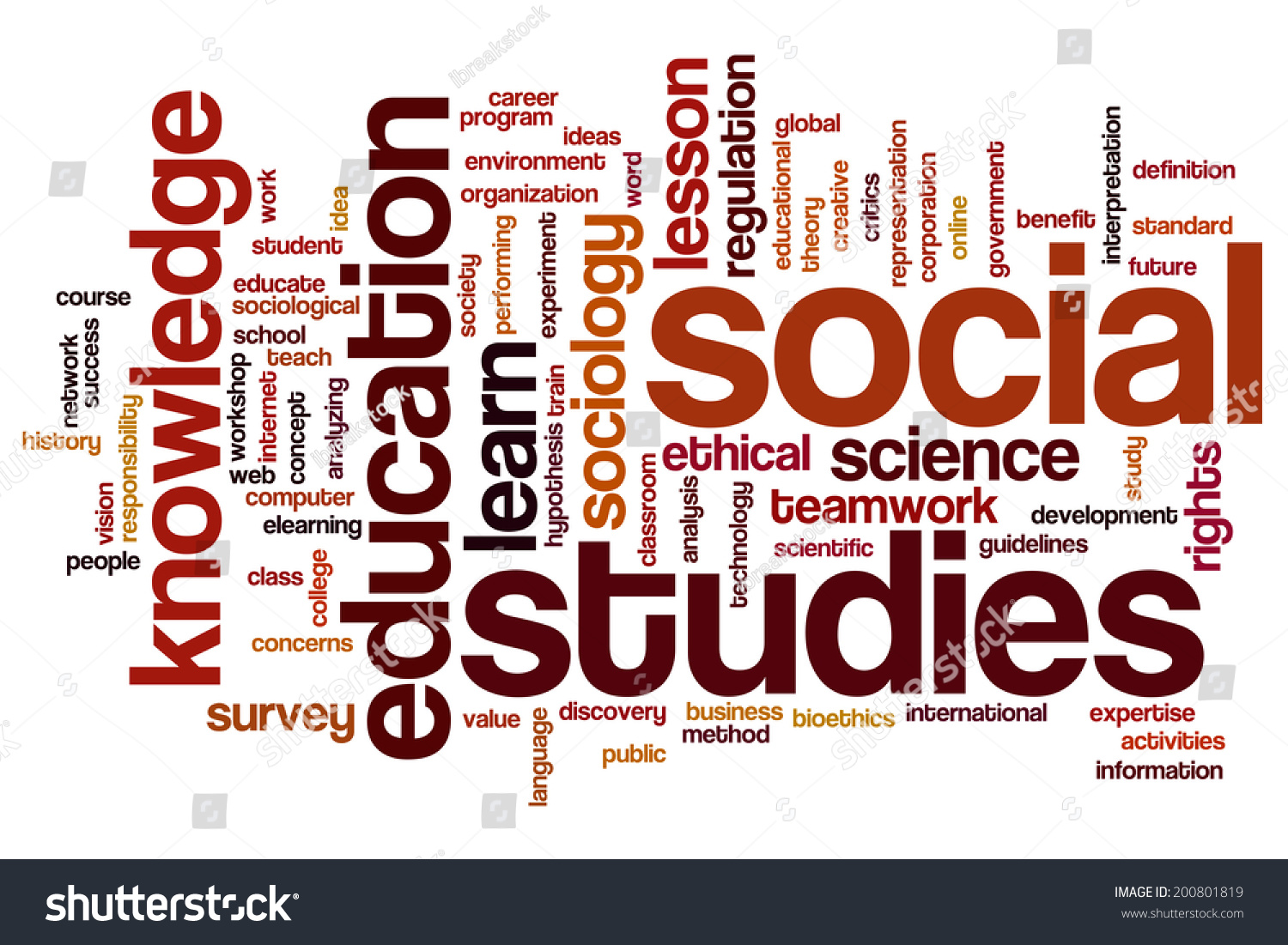 Social Studies Concept Word Cloud Background Stock Illustration