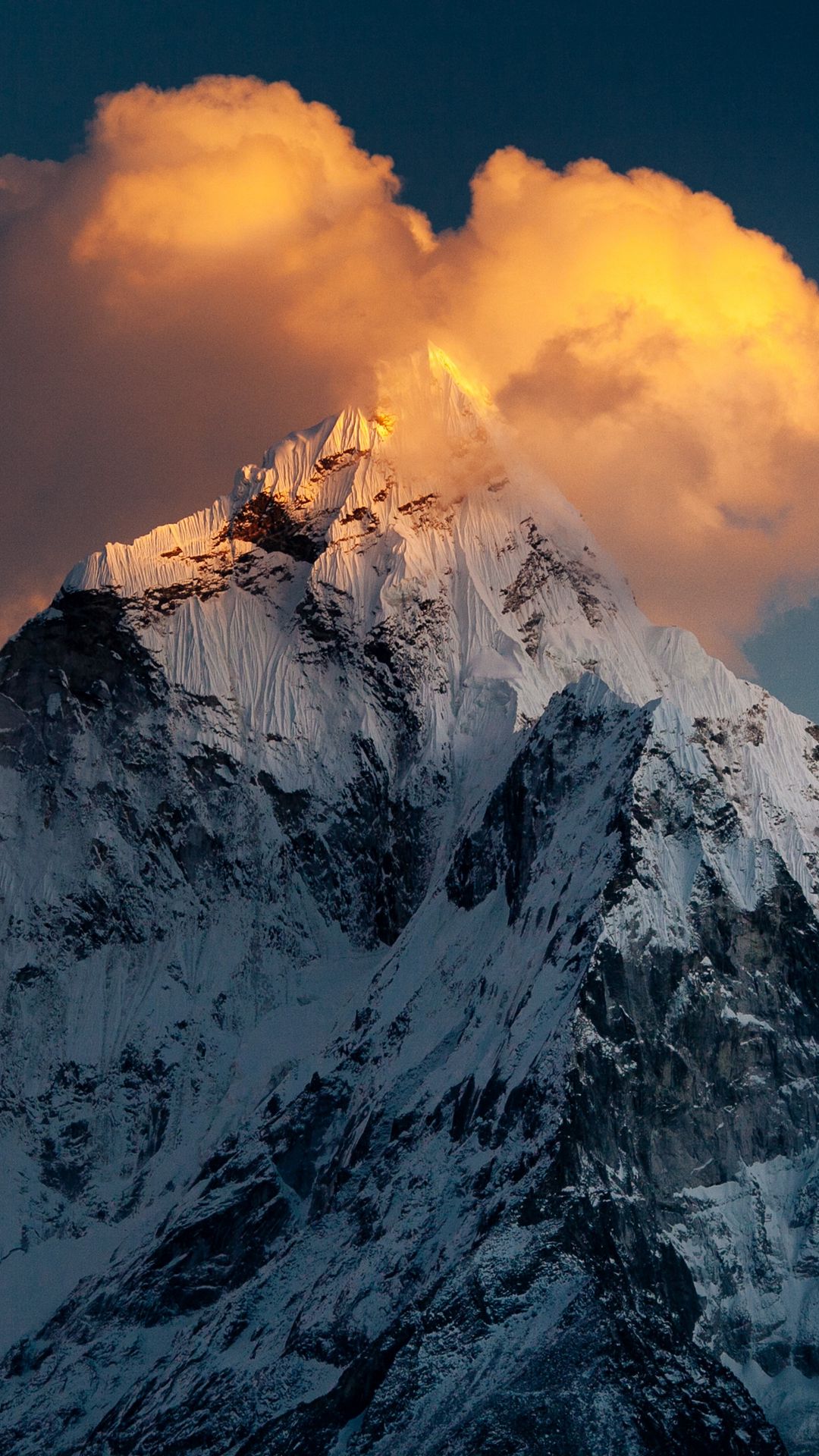 Wallpaper Mountain Top Snow Clouds Khumbu