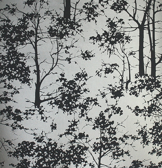 Mandara Wallpaper Silver Mica With A Forest Of Black Trees